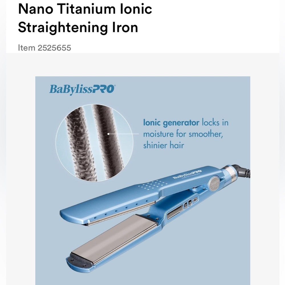 Nano Titanium lonic STRAIGHTENING IRON in box used 2 times size(1-3/4”)